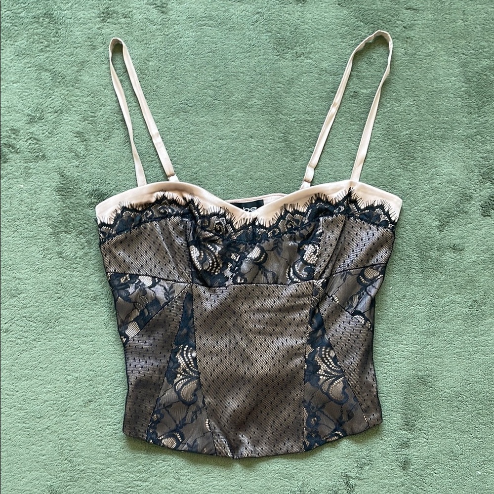 Bebe Lace and Silk Corset Top
